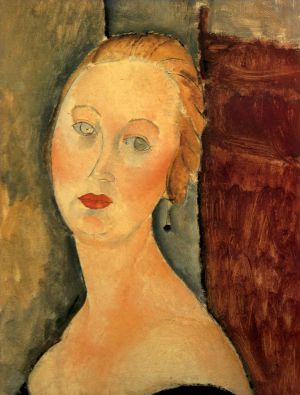 艺术家阿米迪欧·克莱门特·莫迪利亚尼作品《Germaine,Survage,耳环,1918》