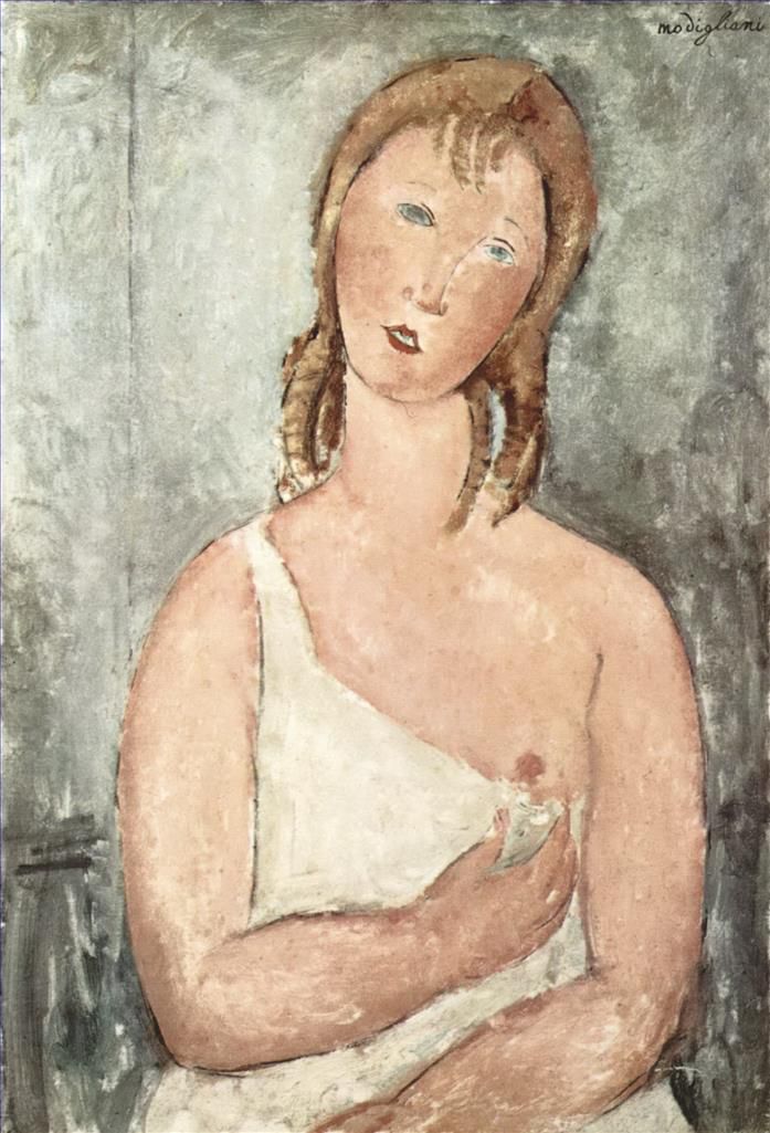 阿米迪欧·克莱门特·莫迪利亚尼 的油画作品 -  《穿衬衫的女孩,红发女孩,1918》