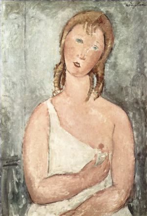 艺术家阿米迪欧·克莱门特·莫迪利亚尼作品《穿衬衫的女孩,红发女孩,1918》