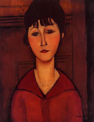 艺术家阿米迪欧·克莱门特·莫迪利亚尼作品《一个年轻女孩的头,1916》