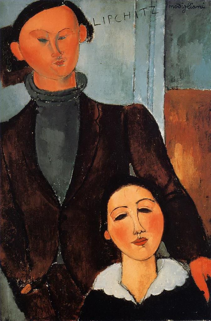 阿米迪欧·克莱门特·莫迪利亚尼 的油画作品 -  《雅克和贝尔特·利普奇茨,1917》