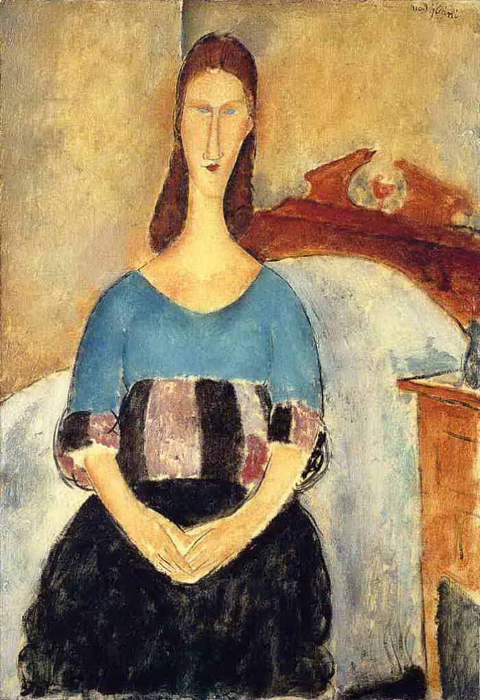 阿米迪欧·克莱门特·莫迪利亚尼 的油画作品 -  《珍妮·赫布特恩,1919,1》