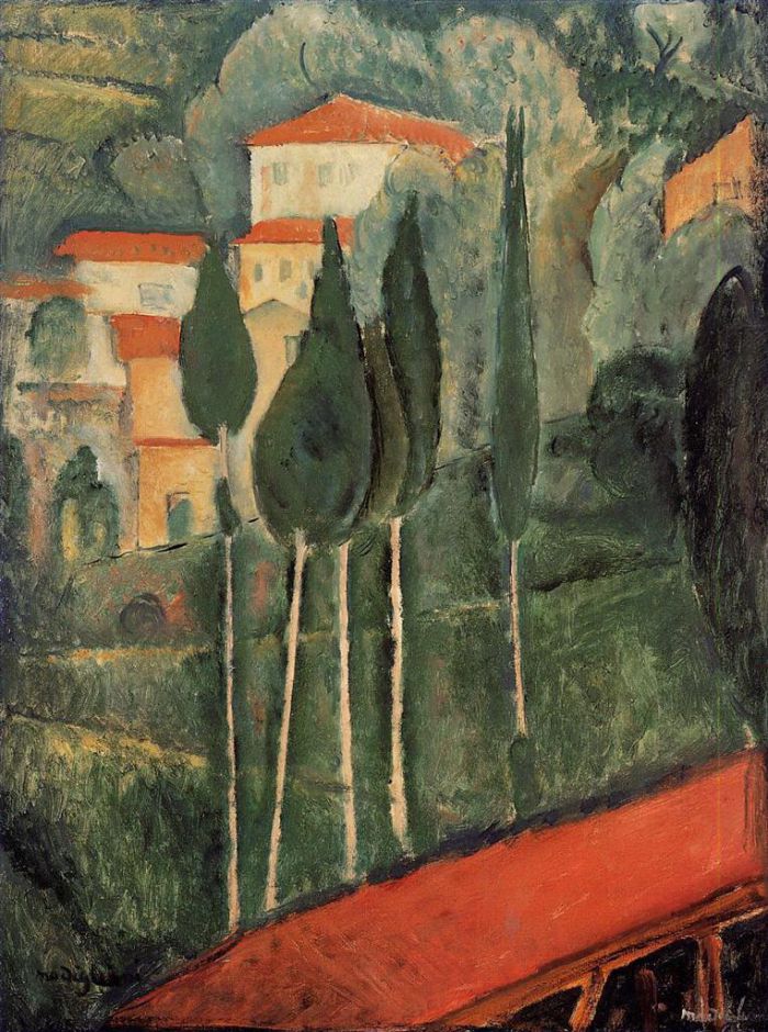 阿米迪欧·克莱门特·莫迪利亚尼 的油画作品 -  《法国南部风景,1919》