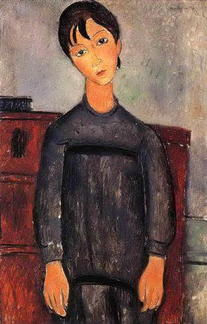 艺术家阿米迪欧·克莱门特·莫迪利亚尼作品《穿黑围裙的小女孩,1918》