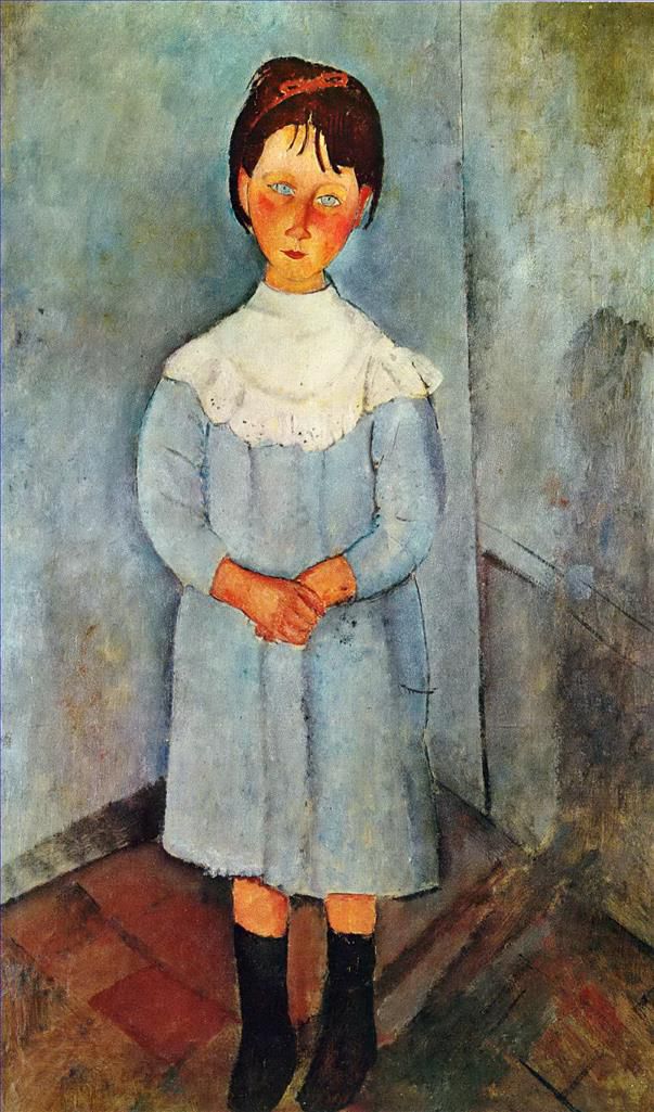 阿米迪欧·克莱门特·莫迪利亚尼 的油画作品 -  《蓝衣小女孩,1918》