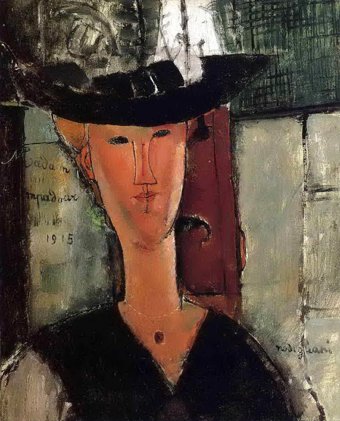 阿米迪欧·克莱门特·莫迪利亚尼 的油画作品 -  《蓬巴杜夫人,1915》