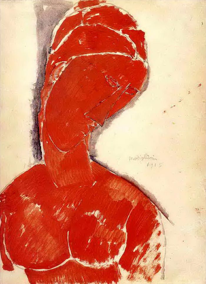 阿米迪欧·克莱门特·莫迪利亚尼 的油画作品 -  《裸体半身像,1915》