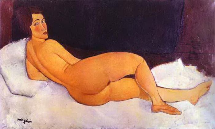阿米迪欧·克莱门特·莫迪利亚尼 的油画作品 -  《裸体越过她的右肩,1917》