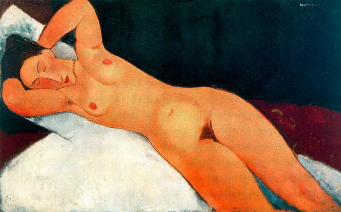 阿米迪欧·克莱门特·莫迪利亚尼 的油画作品 -  《裸体与项链,1917》