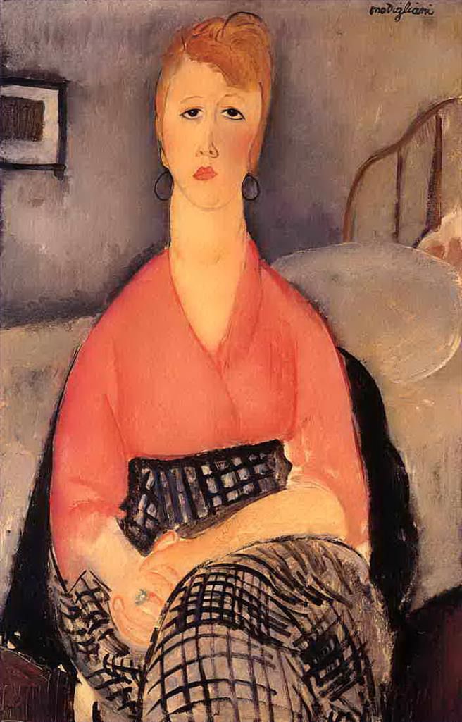 阿米迪欧·克莱门特·莫迪利亚尼 的油画作品 -  《粉红色衬衫,1919》
