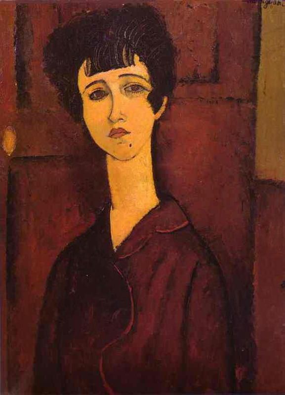 阿米迪欧·克莱门特·莫迪利亚尼 的油画作品 -  《维多利亚女孩的肖像,1917》