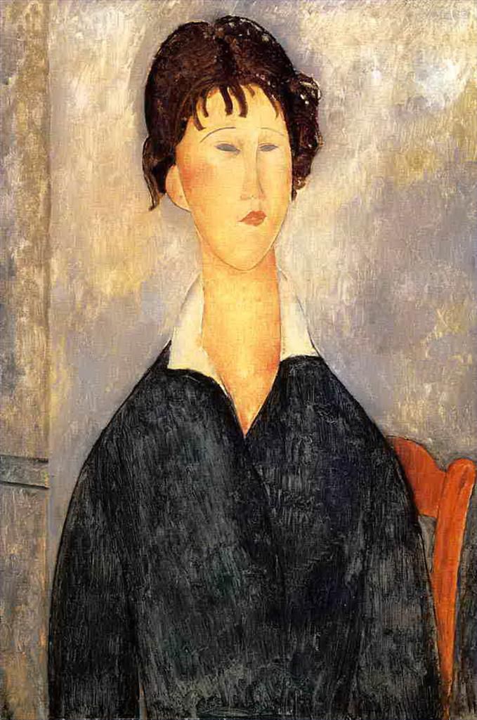 阿米迪欧·克莱门特·莫迪利亚尼 的油画作品 -  《1919,年白领女性肖像》