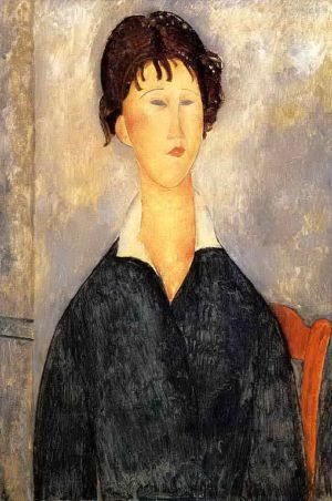 艺术家阿米迪欧·克莱门特·莫迪利亚尼作品《1919,年白领女性肖像》