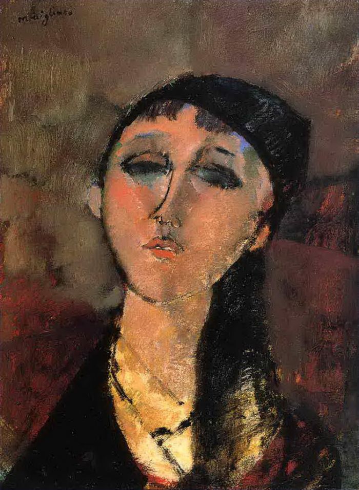 阿米迪欧·克莱门特·莫迪利亚尼 的油画作品 -  《年轻女孩路易丝的肖像,1915》