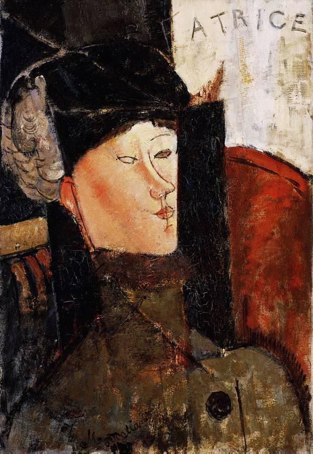 阿米迪欧·克莱门特·莫迪利亚尼 的油画作品 -  《比阿特丽斯·黑斯廷斯的肖像,1916,年,1》