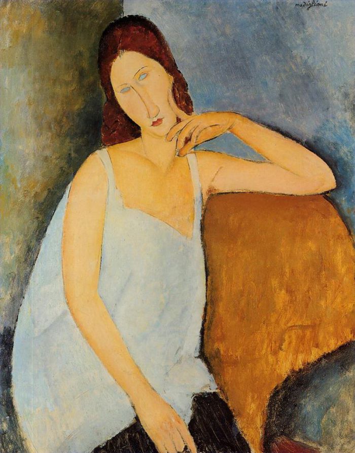 阿米迪欧·克莱门特·莫迪利亚尼 的油画作品 -  《珍妮·赫布特恩肖像,1918,1》