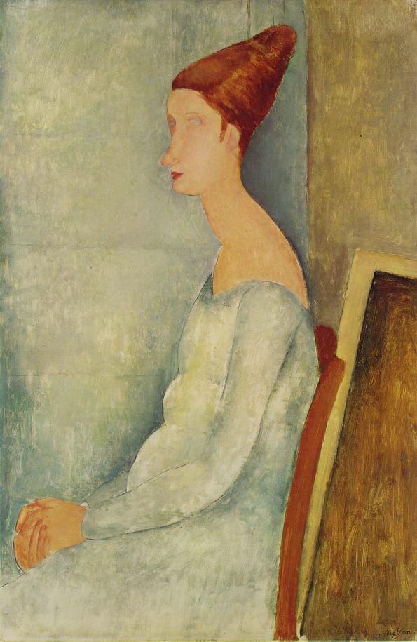 阿米迪欧·克莱门特·莫迪利亚尼 的油画作品 -  《珍妮·赫布特恩肖像,1918,2》