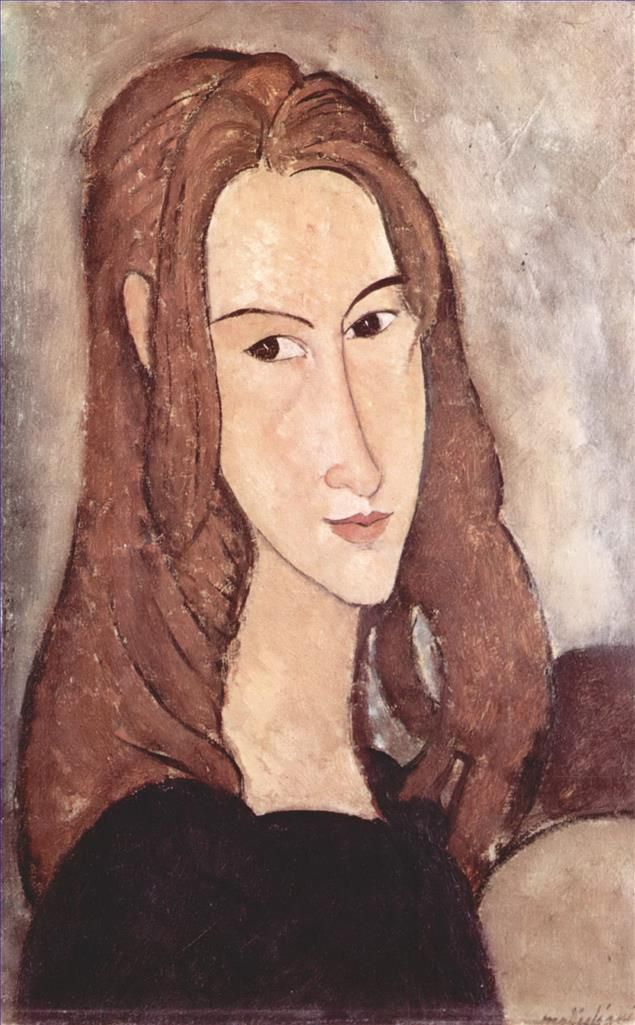 阿米迪欧·克莱门特·莫迪利亚尼 的油画作品 -  《珍妮·赫布特恩的肖像,1918,3》