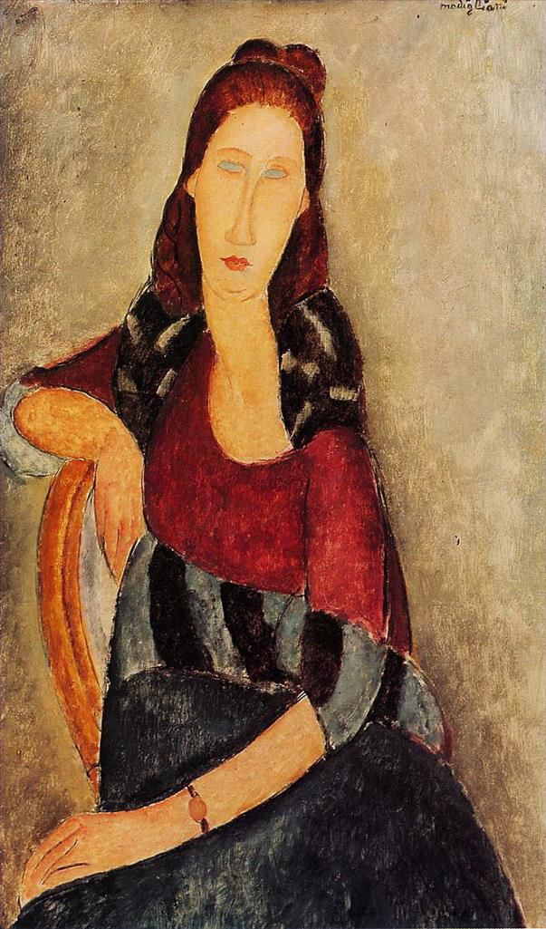 阿米迪欧·克莱门特·莫迪利亚尼 的油画作品 -  《珍妮·赫布特恩肖像,1919》