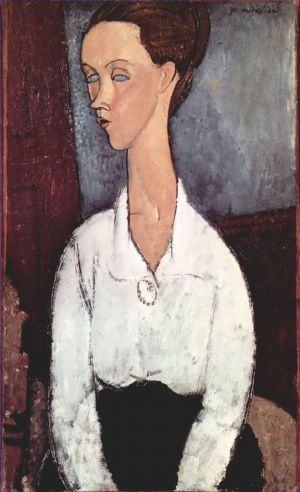 艺术家阿米迪欧·克莱门特·莫迪利亚尼作品《穿白衬衫的卢尼亚·捷克斯卡,(lunia,czechowska),肖像，1917,年》