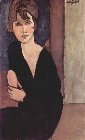 艺术家阿米迪欧·克莱门特·莫迪利亚尼作品《雷诺阿夫人肖像,1916》