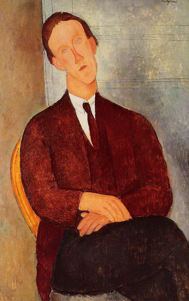 阿米迪欧·克莱门特·莫迪利亚尼 的油画作品 -  《摩根·罗素肖像,1918》