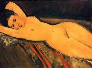 艺术家阿米迪欧·克莱门特·莫迪利亚尼作品《裸体斜倚，双臂交叉置于头下，1916,年》