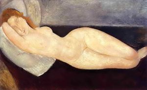 艺术家阿米迪欧·克莱门特·莫迪利亚尼作品《裸体斜倚，头枕右臂,1919》