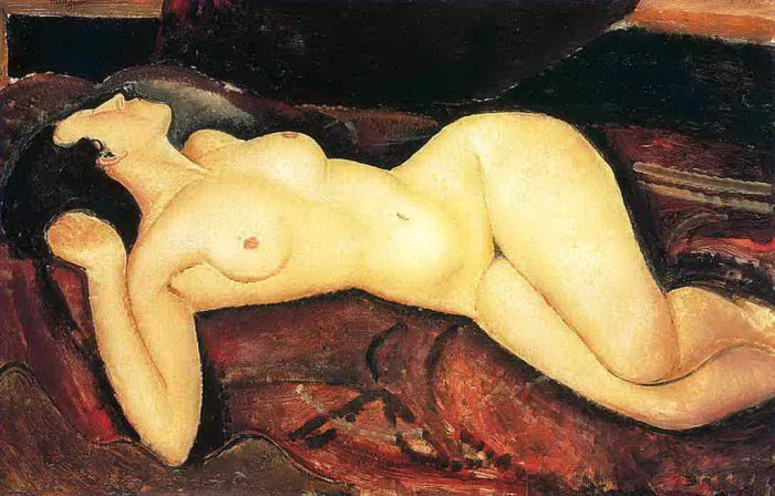阿米迪欧·克莱门特·莫迪利亚尼 的油画作品 -  《裸体躺着,1917》