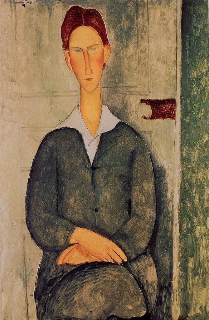 阿米迪欧·克莱门特·莫迪利亚尼 的油画作品 -  《红发青年1919》