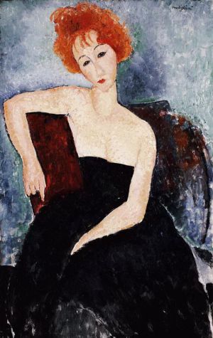 艺术家阿米迪欧·克莱门特·莫迪利亚尼作品《穿晚礼服的红发女孩,1918》
