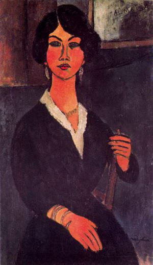 艺术家阿米迪欧·克莱门特·莫迪利亚尼作品《坐着的阿尔及利亚阿尔迈萨,1916》