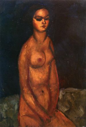 艺术家阿米迪欧·克莱门特·莫迪利亚尼作品《裸体坐着,1908》