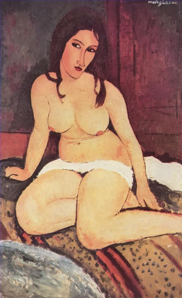 阿米迪欧·克莱门特·莫迪利亚尼 的油画作品 -  《裸体坐着,1917,2》
