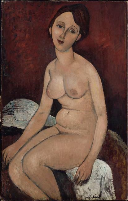 阿米迪欧·克莱门特·莫迪利亚尼 的油画作品 -  《裸体坐着》