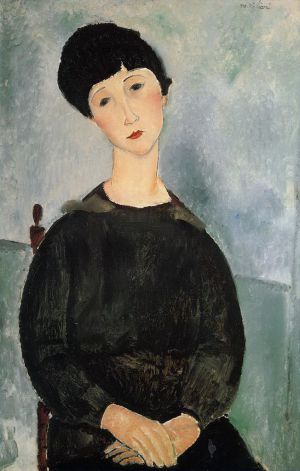 艺术家阿米迪欧·克莱门特·莫迪利亚尼作品《坐着的年轻女子,1918》