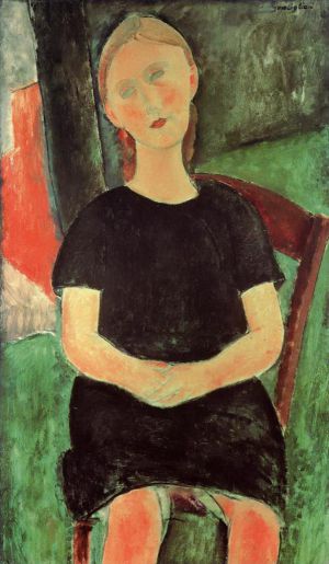 艺术家阿米迪欧·克莱门特·莫迪利亚尼作品《坐着的年轻女子》