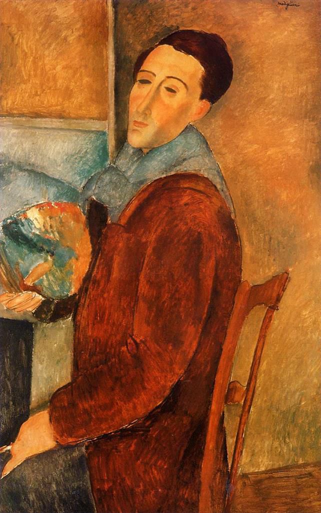 阿米迪欧·克莱门特·莫迪利亚尼 的油画作品 -  《自画像,1919》