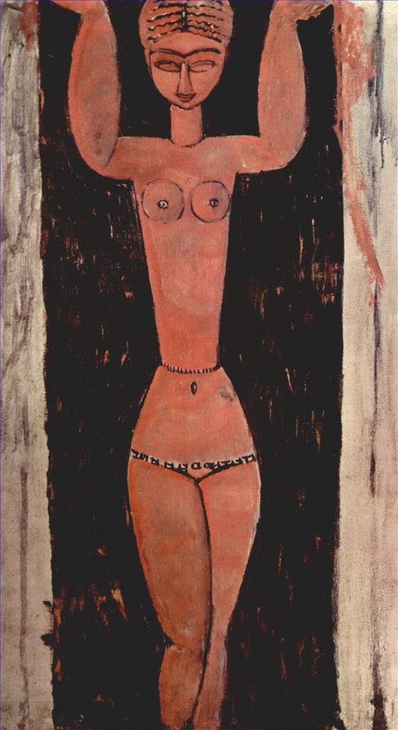 阿米迪欧·克莱门特·莫迪利亚尼 的油画作品 -  《站立女像柱,1913》