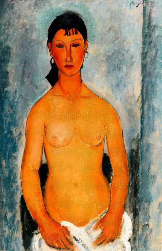 阿米迪欧·克莱门特·莫迪利亚尼 的油画作品 -  《埃尔维拉裸体站立,1918》