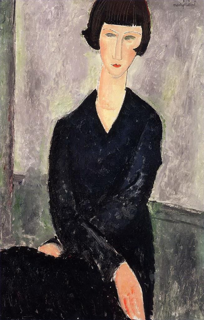 阿米迪欧·克莱门特·莫迪利亚尼 的油画作品 -  《1918年的黑裙子》