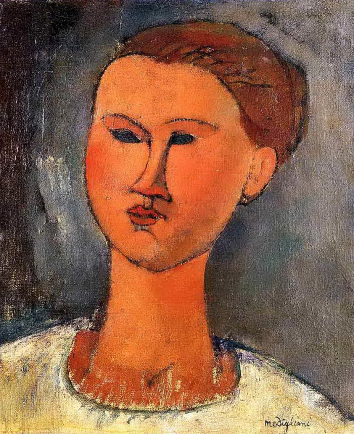 阿米迪欧·克莱门特·莫迪利亚尼 的油画作品 -  《女人的头,1915》