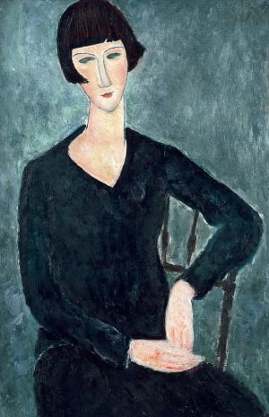 艺术家阿米迪欧·克莱门特·莫迪利亚尼作品《坐在蓝色裙子的女人》