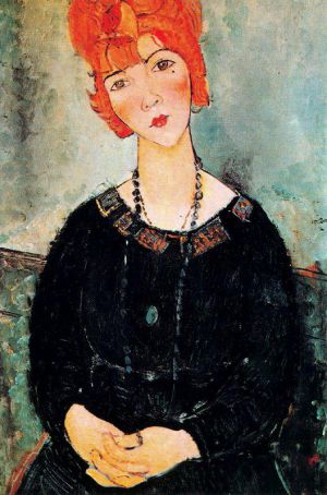 艺术家阿米迪欧·克莱门特·莫迪利亚尼作品《戴项链的女人,1917》