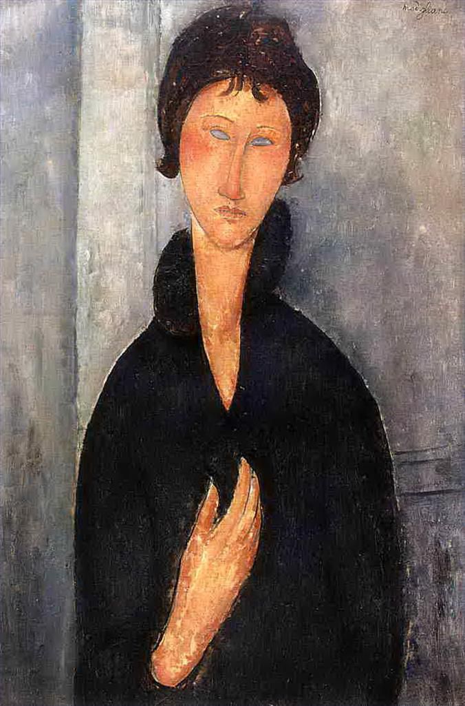 阿米迪欧·克莱门特·莫迪利亚尼 的油画作品 -  《蓝眼睛的女人,1918》