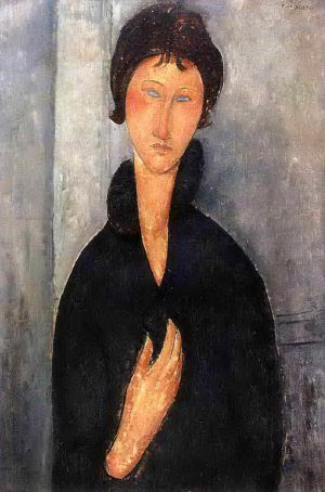 艺术家阿米迪欧·克莱门特·莫迪利亚尼作品《蓝眼睛的女人,1918》