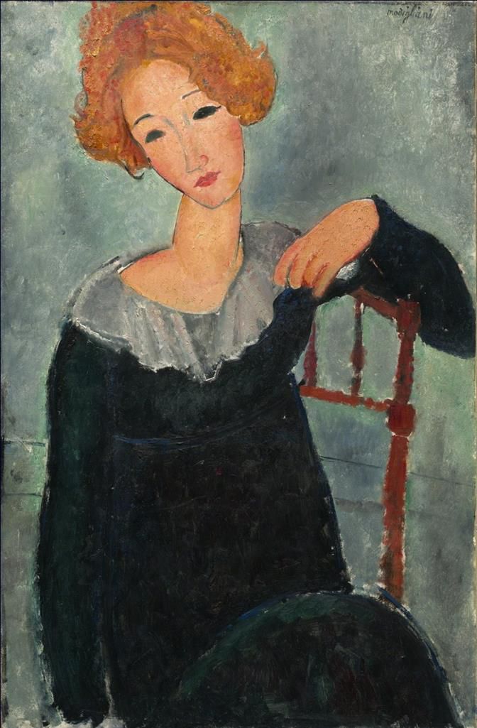 阿米迪欧·克莱门特·莫迪利亚尼 的油画作品 -  《红头发的女人,阿梅代奥·莫迪利亚尼》