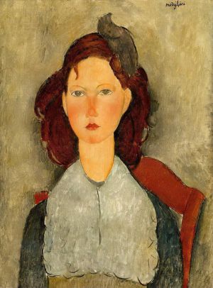 艺术家阿米迪欧·克莱门特·莫迪利亚尼作品《坐着的年轻女孩,1918》