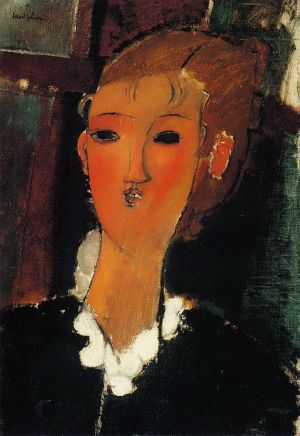 艺术家阿米迪欧·克莱门特·莫迪利亚尼作品《穿着小领子的年轻女子,1915》
