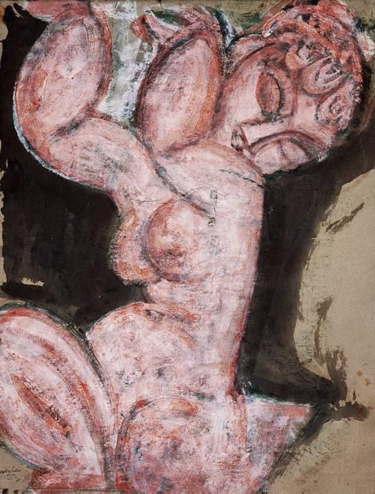 阿米迪欧·克莱门特·莫迪利亚尼 的各类绘画作品 -  《奥黛斯玫瑰女像柱,1913》